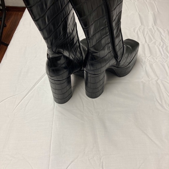 NEW Jeffrey Campbell Platform Boot Croc 8 Black - Picture 6 of 10